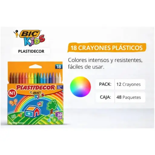 [630037] CERAS BIC PLASTIDECOR KIDS ESTUCHE 18 COLORES 