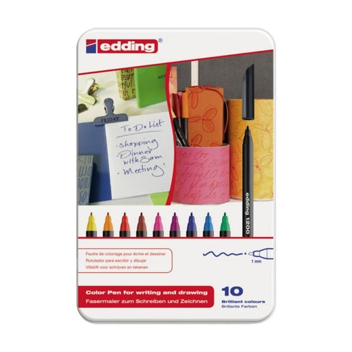 [119579] ROTULADOR EDDING CAJA METÁLICA 10 COLORES SURTIDOS