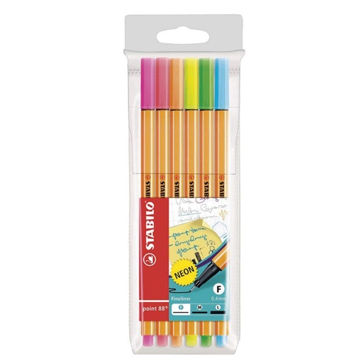 [119046] ROTULADOR STABILO POINT 88 BLÍSTER 6 COLORES NEÓN