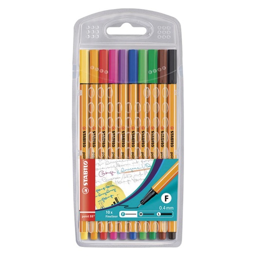 [119885] ROTULADOR STABILO POINT 88 ESTUCHE 10 ROTULADORES COLORES SURTIDOS