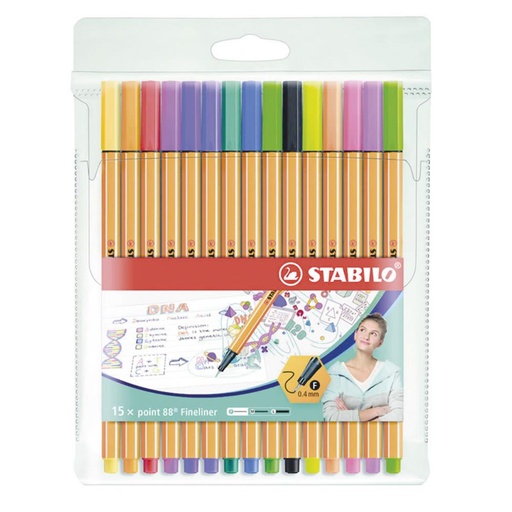 [118622] ROTULADOR STABILO POINT 88 ESTUCHE 20 COLORES SURTIDOS + 5 NEÓN