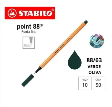 [119050] ROTULADOR STABILO POINT 88 VERDE PINO 