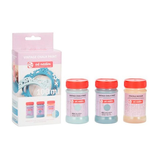 [600459] PINTURA ART CREATION VINTAGE SET 3X AZUL CRAQUELÉ (2X100 ML + 1X100 ML MEDIO)