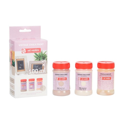 [600460] PINTURA ART CREATION VINTAGE SET 3X BEIGE CRAQUELÉ (2X100 ML + 1X100 ML MEDIO)