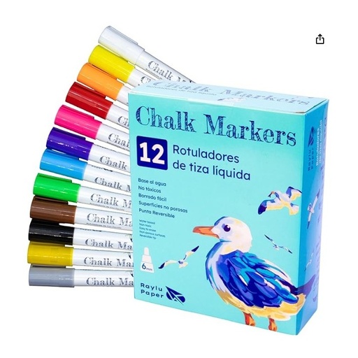 [704272] ROTULADORES DE TIZA LÍQUIDA 12 COLORES RAYLU