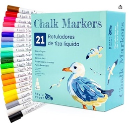 ROTULADORES DE TIZA LÍQUIDA 21 COLORES RAYLU 