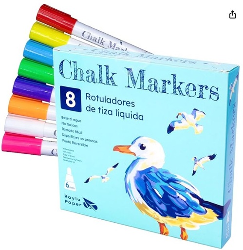 [704271] ROTULADORES DE TIZA LÍQUIDA 8 COLORES RAYLU 
