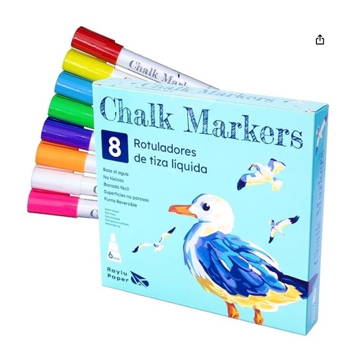 [704271] ROTULADORES DE TIZA LÍQUIDA 8 COLORES RAYLU 