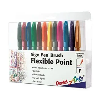 [825949] ROTULADOR PENTEL PUNTA PINCEL 12 COLORES