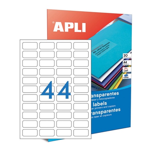 [002081] APLI ETIQUETAS TRANSLÚCIDAS RESISTENTES A LA INTEMPERIE 48,5X25,4MM 20 HOJAS