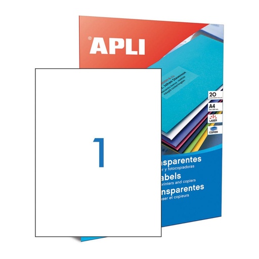 [002083] APLI ETIQUETAS TRANSLÚCIDAS RESISTENTES INTEMPERIE 210X297MM 20 HOJAS