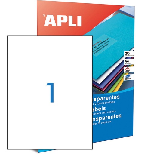 [002083] APLI ETIQUETAS TRANSLÚCIDAS RESISTENTES INTEMPERIE 210X297MM 20 HOJAS