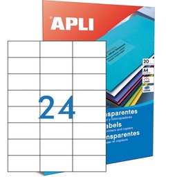 APLI ETIQUETAS TRANSLÚCIDAS RESISTENTES INTEMPERIE 70,0X37,0MM 20 HOJAS