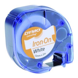 CINTA DYMO LETRATAG PARA MARCAR ROPA 12MM×2M  NEGRO/BLANCO