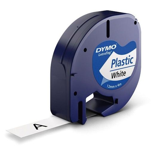 [220288] CINTA DYMO LETRATAG PLÁSTICO 12MM×4 M NEGRO/BLANCO