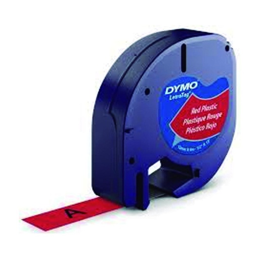 [220290] CINTA DYMO LETRATAG PLÁSTICO 12MM×4 M NEGRO/ROJO