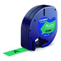 CINTA DYMO LETRATAG PLÁSTICO 12MM×4 M NEGRO/VERDE