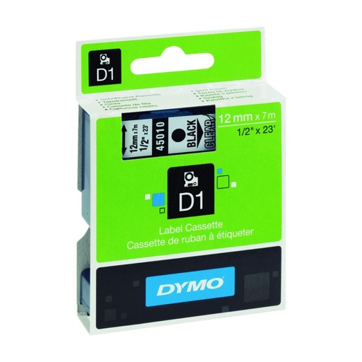 [220294] DYMO D1 S0720500 CINTA AUTOADHESIVA NEGRO SOBRE TRANSPARENTE 12MM×7M 
