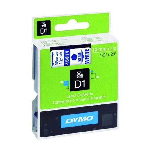 [220296] DYMO D1 S0720540 CINTA AUTOADHESIVA AZUL SOBRE BLANCO 12MM×7M