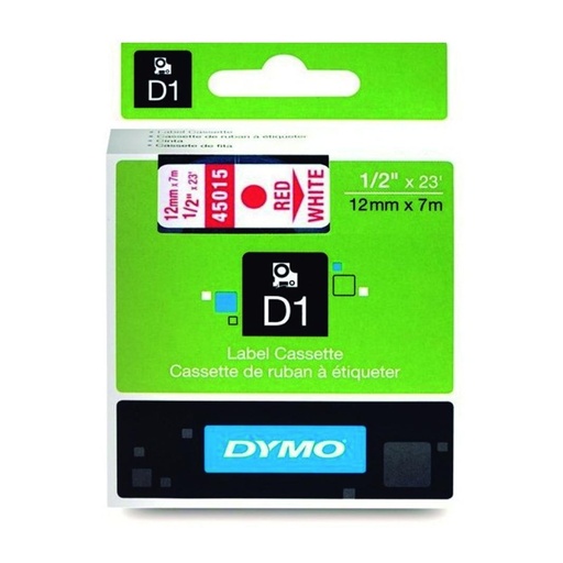 [220297] DYMO D1 S0720550 CINTA AUTOADHESIVA ROJO SOBRE BLANCO 12MM×7M 