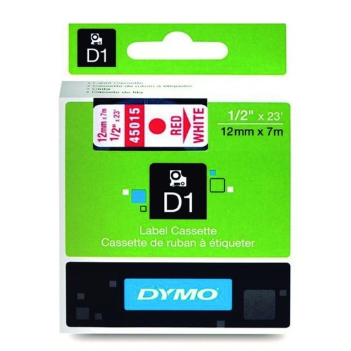 [220297] DYMO D1 S0720550 CINTA AUTOADHESIVA ROJO SOBRE BLANCO 12MM×7M 