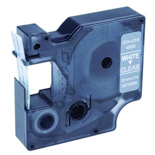 [249944] DYMO D1 S0720600 CINTA AUTOADHESIVA BLANCO SOBRE TRANSPARENTE 12MM×7M