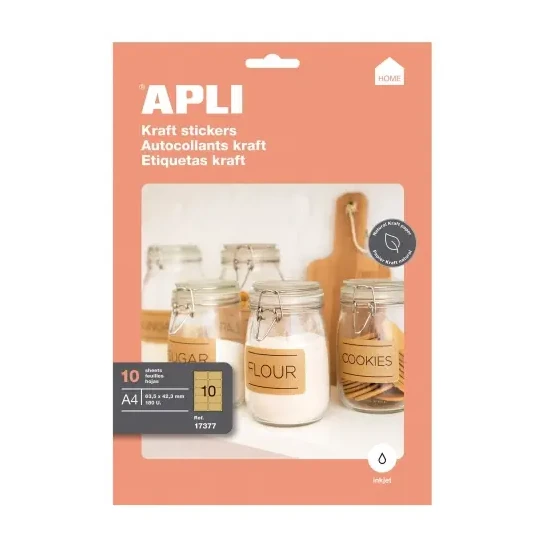 [825232] ETIQUETAS KRAFT ADHESIVAS OVALADAS 99,1x57MM PACK 100UDS