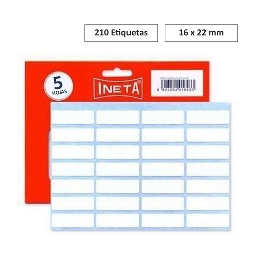 [001297] INETA ETIQUETAS AUTOADHESIVAS 16X22MM 5 HOJAS