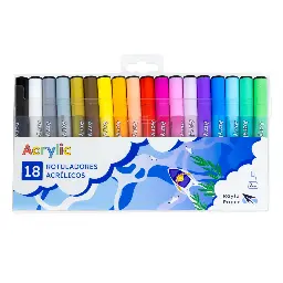 ROTULADOR RAYLU ACRÍLICO ESTUCHE 18 COLORES 
