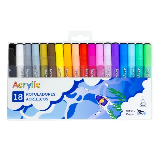 [704348] ROTULADOR RAYLU ACRYLIC ESTUCHE 18 COLORES 