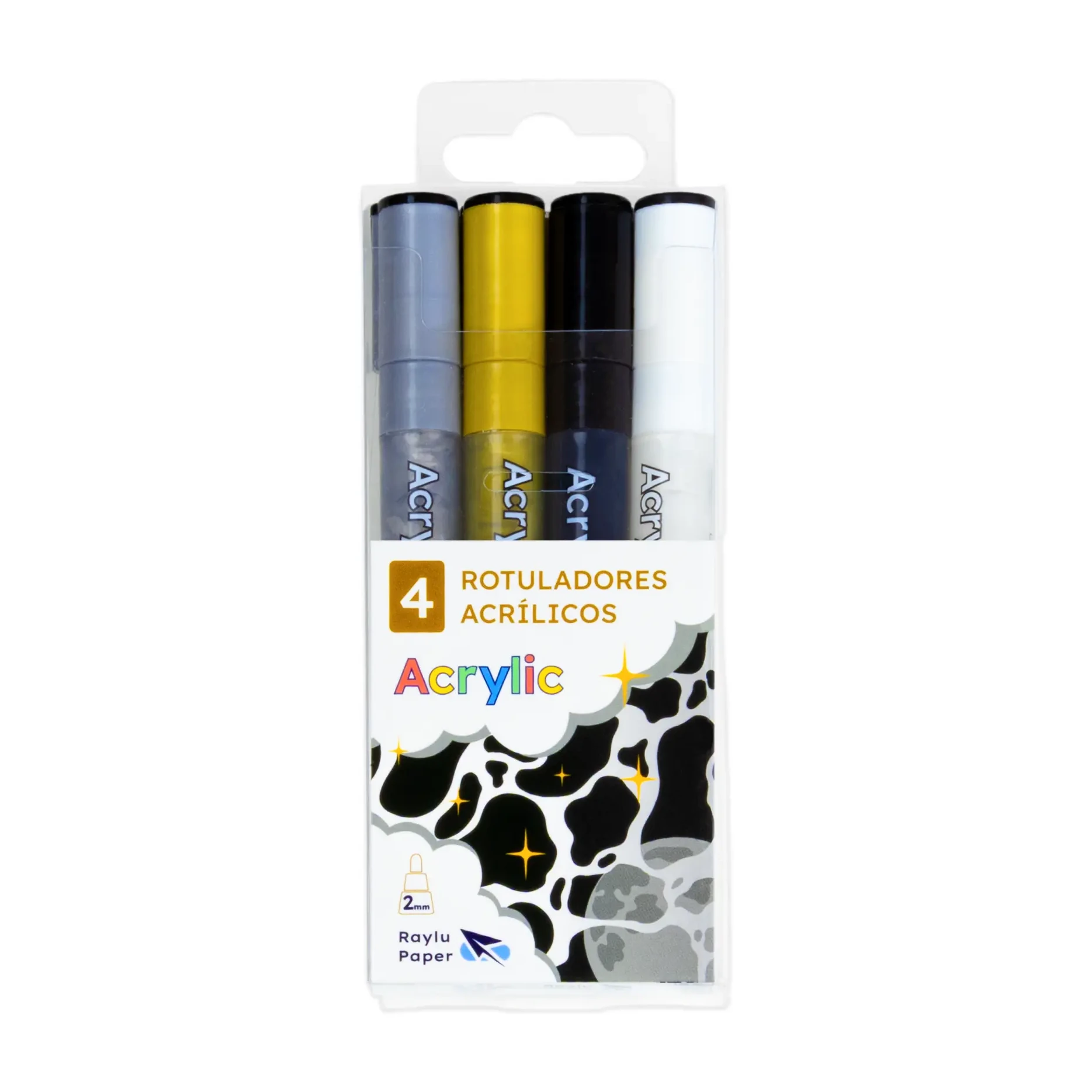 ROTULADOR RAYLU ACRÍLICO ESTUCHE 4 COLORES METAL 1