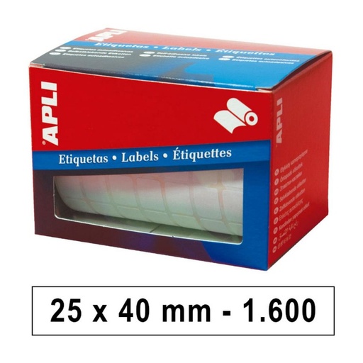 [029215] ROLLO ETIQUETAS APLI BLANCAS PERMANENTES 25X40MM