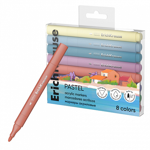 [825315] ROTULADORES ACRÍLICOS PUNTA PINCEL SPIRIT PASTEL 8 COLORES