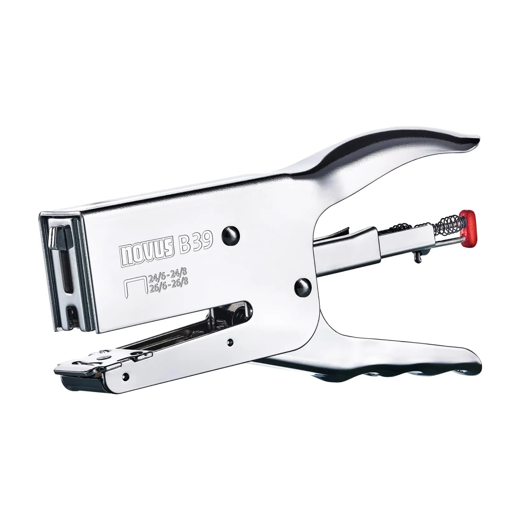 [825585] GRAPADORA TENAZA NOVUS B39 METÁLICA CROMADA 50 HOJAS