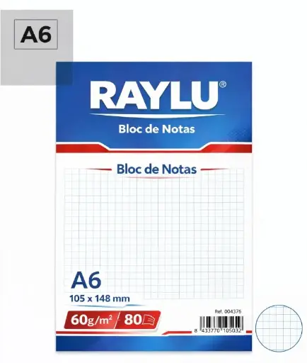 [001114] BLOC NOTAS MICROPERFORADO A6 60 GRAMOS 80 HOJAS CUADROS