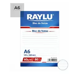 BLOC NOTAS MICROPERFORADO RAYLU A6 60 GRAMOS 80 HOJAS HORIZONTAL