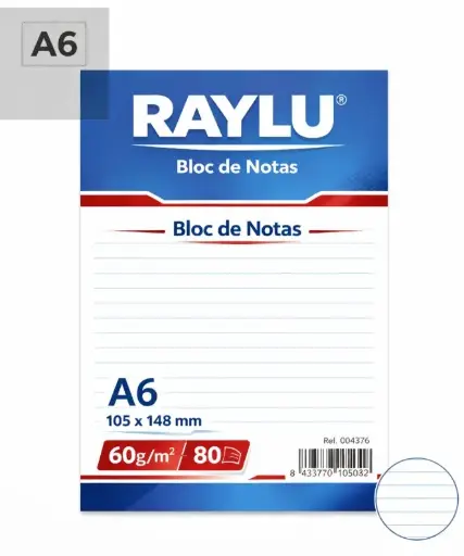 [001975] BLOC NOTAS MICROPERFORADO A6 60 GRAMOS 80 HOJAS HORIZONTAL