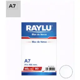 BLOC NOTAS MICROPERFORADO RAYLU A7 60 GRAMOS 80 HOJAS LISO