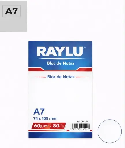 [001119] BLOC NOTAS MICROPERFORADO A7 60 GRAMOS 80 HOJAS LISO