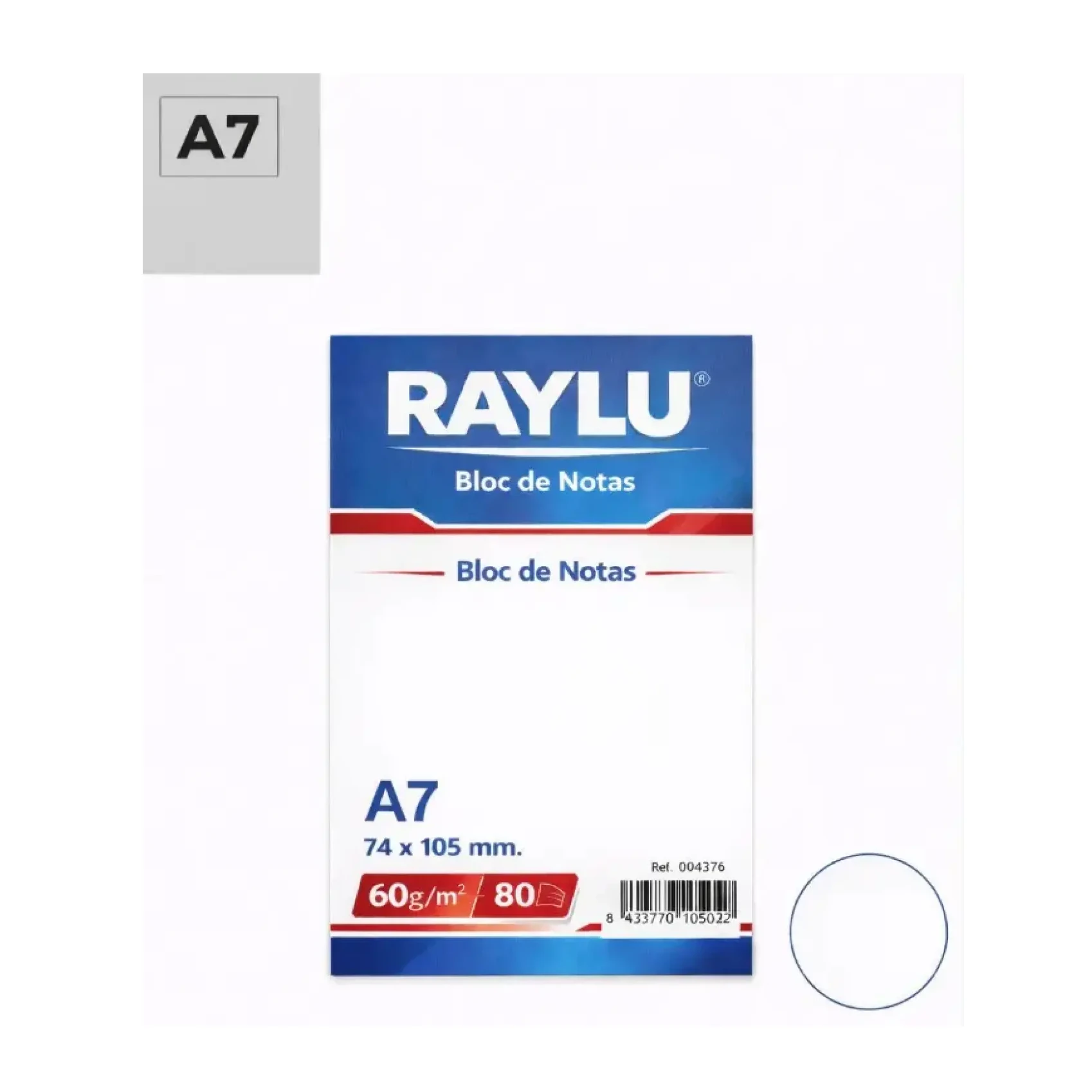 [001119] BLOC NOTAS MICROPERFORADO RAYLU A7 60 GRAMOS 80 HOJAS LISO