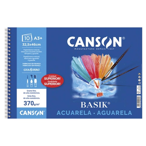 [600067] BLOC ACUARELA GUARRO BASIK A3+ ESPIRAL 370 G/M² 10 HOJAS