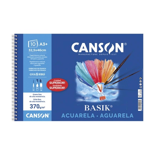 [600067] BLOC ACUARELA GUARRO BASIK A3+ ESPIRAL 370 G/M² 10 HOJAS