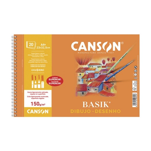 [619942] BLOC DIBUJO  BASIK GUARRO A4+ LISO ENCOLADO 150G