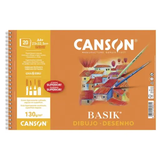 [600064] BLOC DIBUJO BASIK GUARRO A4+ ESPIRAL 130 G/M² 20 HOJAS CON RECUADRO