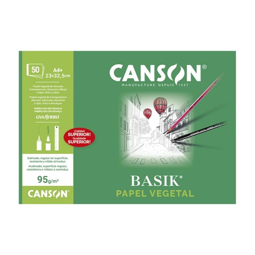 [619921] BLOC ENCOLADO PAPEL VEGETAL CANSON A4 50 HOJAS 95 G/M²