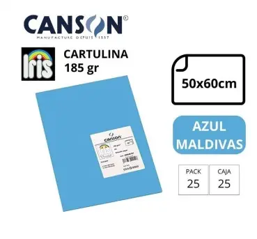 [649942] CARTULINA CANSON IRIS  50×65CM 185 GRAMOS AZUL MALDIVAS 