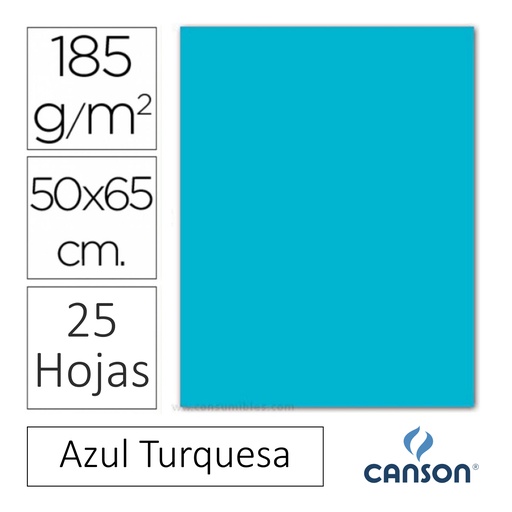 [649928] CARTULINA CANSON IRIS  50×65CM 185 GRAMOS AZUL TURQUESA