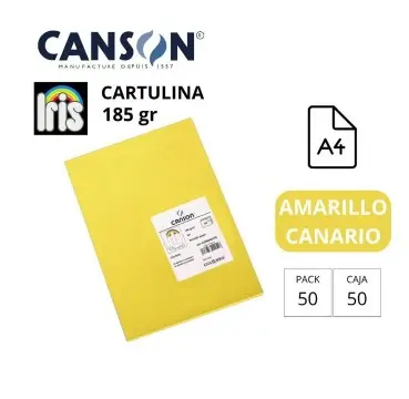 [701101] CARTULINA CANSON IRIS A4 185 GRAMOS AMARILLO CANARIO