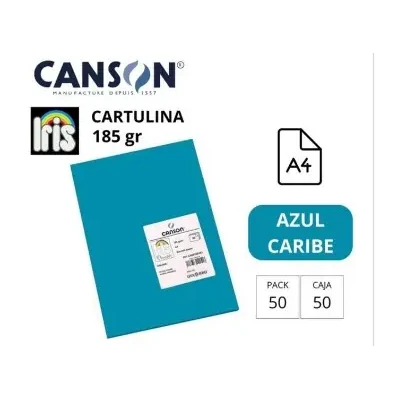[901934] CARTULINA CANSON IRIS A4 AZUL CARIBE