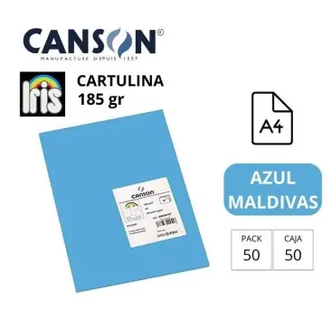 [701141] CARTULINA CANSON IRIS A4 185 GRAMOS AZUL MALDIVAS